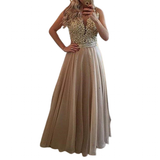 Women's Chiffon Beaded Prom Dress - Champagne - Prom Dress - 28W - Chiffon Lace - image 2