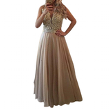 Women's Chiffon Beaded Prom Dress - Champagne - Prom Dress - 28W - Chiffon Lace - image 23