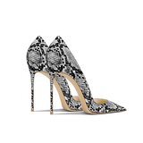 Women's Snake Skin Pattern High Stilettos - Pink/Black 1 - 12cm Heel / Stiletto Shoes - 46 B - PU Leather - image 7