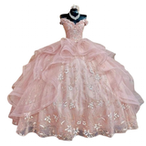 Women's Quinceañera Luxury Ball Dress - Pink - Ball Gown - 28W - Polyester Tulle - image 1