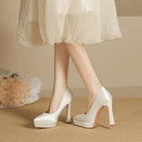 Women's Elegant Satin High Heel Pumps - Pink - 1 / 12cm Heel - 41 B - PU Patent Leather - image 28
