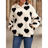Women's Fuzzy Heart Pocketed Hoodie - Black - Hoodie - 2XL - Plush - image 5