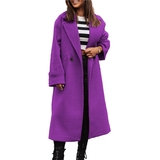 Women's Long Suit Collar Woolen Overcoat - Purple - 3XL - Wool Blend - image 12