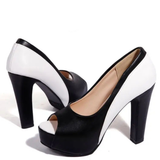 Women's Formal 2 Toned Block Heel Shoes - Black/White - Shoes - 45 B - PU Leather - image 14