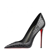 Women's Red Sole Snake Print Stilettos - Black - 1 / 12cm Stiletto - 46 B - PU Suede Leather - image 4