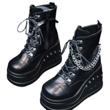 Women's Gothic Punk Platform Ankle Boots - Black - 1 / Matte / Ankle Boots - 43 B - PU Leather - image 10