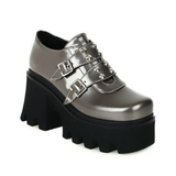 Women's Gothic Punk Platform Shoes - Gray - 1 - Platform Shoes - 43 B - PU Leather - image 2
