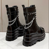 Women's Gothic Square Toe Platform Boots - Black - Boots - 42 B - PU Leather - image 21