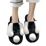 Women's Cartoon Pet Slippers - White/Black - Dog Slippers - 45 B - Plush - image 1