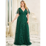 Women's Long Sequin Lace Formal Dress - Green - Gown - 26 - Polyester/Chiffon/Tulle - image 11