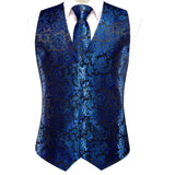 Men's 4 Pcs Luxury Royal Blue Tie Vest Set - Royal Blue - 4pc Tie Set - MJ-0128 - 3XL - Silk - image 5