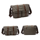 Messenger Bags Men's Canvas Hide Bags - Coffee - Bag - Large - Canvas/Leather - image 8