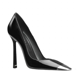 Women's Genuine Leather Metal Toe Heels - Black -  8cm Stiletto - 42 B - Genuine Patent Leather - image 21