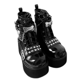 Women's Gothic Platform Cosplay Wedges - Black - Ankle Boots - 42 B - PU Leather - image 9