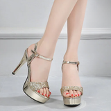 Women's Metallic Party Platform Sandals - Gold - Party Platforms - 40 B - PU Leather - image 13