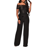 Women's Elegant Lace Evening Pantsuit - Black/Gold - Evening Jumpsuit - XXXL - Polyester Spandex - image 23