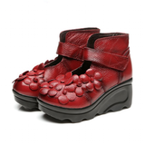 Funki Buys | Shoes | Women's Cute Red Flower Leather Wedges