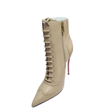Women's Lace Up Pointy Ankle Boots - Black - Stiletto Boots - 43 B - PU Leather - image 13