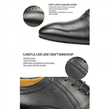 Men's Genuine Leather Brogue Shoes - Black - Men's Formal Shoes - 47 B - Genuine Leather - image 15