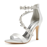 Women's Elegant Satin Crystal High Stiletto - Champagne - Bridal Shoes - 42 B - Satin - image 19