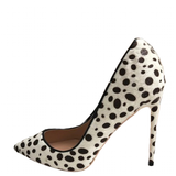 Women's White Black Spotted Heels - White/Black - 1 / 12cm Heel - 46 B - Patent Leather - image 1