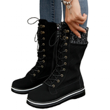 Women's Plush Mid-Calf Lace Up Flat Boots - Purple - Mid Calf Boots - 43 B - Plush - image 6