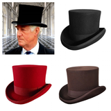 Men's Formal Occasion Handcrafted Top Hat - Gray - Thick Rim - XL(61cm) - Wool - image 50