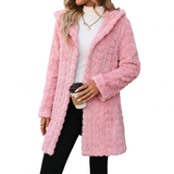 Women's Heart Hooded Fuzzy Coat - Blush Pink - Jacket - XL - image 1