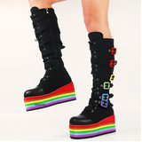 Women's Gothic Rainbow Platform Boots - Black - Rainbow Platform Boots - 46 B - PU Leather - image 10