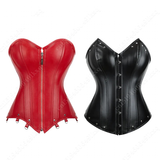 Women's Faux Leather Fitted Corset - Black - Zip Up Corset - 7XL - PU Leather - image 9
