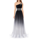 Women's Long Chiffon Evening Dress - Black/White - Dress - 26W - Polyester/Chiffon - image 8