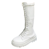 Women's Gothic Lace Up High Top Boots - White - Lace Up Boot - 43 B - PU Leather - image 25
