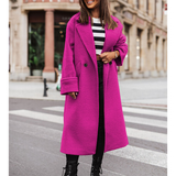 Women's Long Suit Collar Woolen Overcoat - Black - 3XL - Wool Blend - image 6