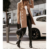 Women's Suit Collar Double Breast Coats - Khaki - Women's Jacket - XXXL - Cashmere - image 16