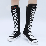 Women's High Top Lace Up Canvas Boots - Black - 1 - Tall Canvas Sneaker - 43 B - Canvas - image 2