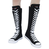 Women's High Top Lace Up Canvas Boots - Black - 1 - Tall Canvas Sneaker - 43 B - Canvas - image 25