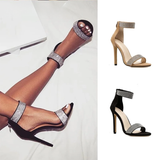 Women's Designer Bling Shimmer Sandals - Apricot - Stiletto Sandals - 43 B - PU Leather - image 16