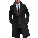 Men's Large Button Business Overcoat - Black - Jacket - 3XL - Polyester - image 29