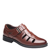 Men's Closed Toe Buckle Strap Sandals - Brown - Sandals - 48 B - PU Leather - image 3