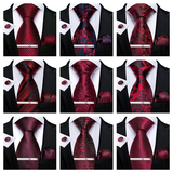 Funki Buys | Neckties | Men's 4 Pcs Formal Silk Red Tie Sets