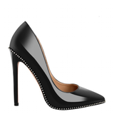 Women's Patent Black Studded Stilettos - Black - 12cm Heel - 46 B - Patent Leather - image 3