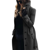 Women's Wool Blend Stand Collar Coat - Dark Grey - Women's Jacket - XXXL - Polyester - image 35