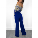 Women's Elegant Lace Evening Pantsuit - Black/Gold - Evening Jumpsuit - XXXL - Polyester Spandex - image 5