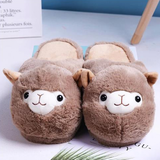 Women's Fluffy Alpaca Slippers - Brown - Slippers - 39 B - Plush - image 7