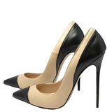 Women's Luxury Super High Fashion Heels - Black/Beige - 1 / Matte / 12cm / Stilettos - 46 B - PU Leather - image 19