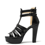 Women's Platform Gladiator Stilettos - Black - Heels - 43 B - PU Leather - image 2
