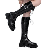 Women's Gothic Big Buckle Knee High Boot - Black - Boots - 10.5 B - PU Leather - image 3