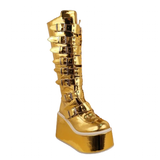 Women's Gold Buckle Strap Platform Boots - Gold - Buckle Boots - 46 B - PU Leather - image 18