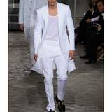 Men's White 2 Pcs Long Jacket Formal Suit - White - Wedding Suit - 6XL - Wedding Suit - Polyester - image 6