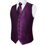 Men's 4 Pcs Luxury Formal Vest Tie Set - Purple - 4Pcs Set -M-0129 - XXXL - Silk - image 6